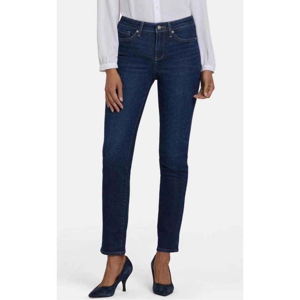 NWT NYDJ Mid Rise Stretch Dark Denim Sheri Slim Slimming Lift Tuck Ankle Jeans